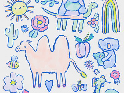 Animals and Rainbows illustration