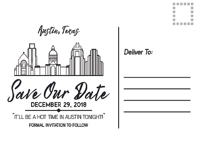 Austin Save the Date austin illustration print collateral print design save the date wedding invitation