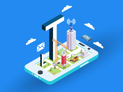 Isometric Mobile city color colour communication iphone isometric mobile