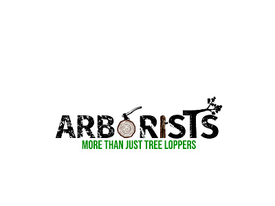 Arborists arborist axe stylized text text tree verbicon wood
