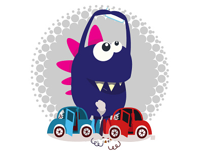 Dino Car Accident accident cars cartoon colors crash cute cute monster moster selfie