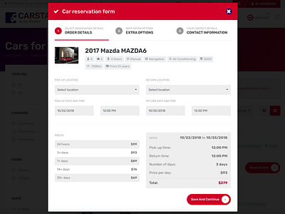 CarStar - Place Reservation Popup