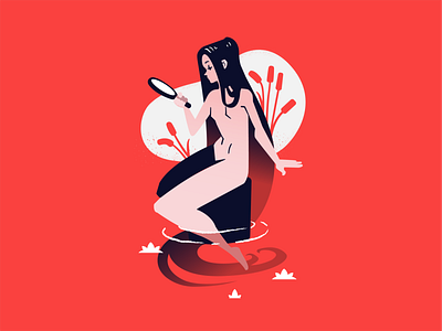 a lady of the lake character design illustration vector