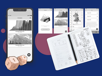 DnD Companion App Draft concept dnd icons illustration mockups scribbles ui ux