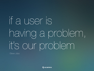 If a user is having a problem, it's our problem. Steve Jobs