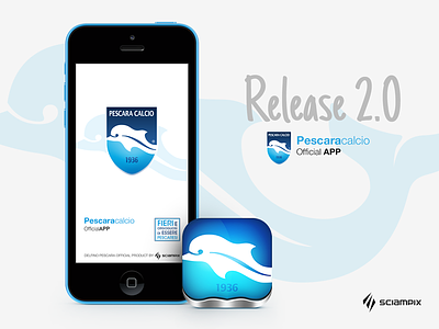 Official APP Pescara Calcio Release 2.0 app clean icon iphone5c mockup pescaracalcio release ui