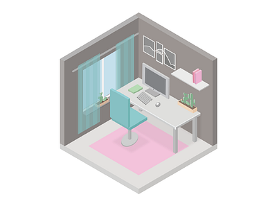 Teenager room. Isometry graphic illustration isometry room