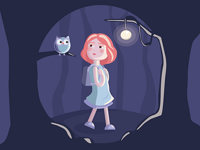 Girl in the forest dark drawing forest girl illustration night owl