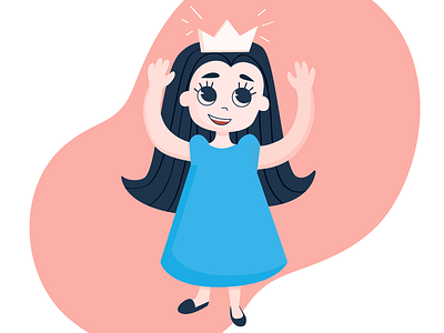 little Princess blue crown design drawing fantastic head hear illustration kingdom little girl pink princess