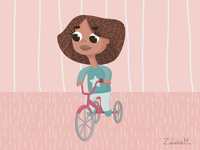 little girl on bike bike girl illustration summer вектор графический дизайн рисование