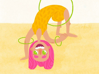 girl with hoops fitness girl happy hoops illustartor illustration sport