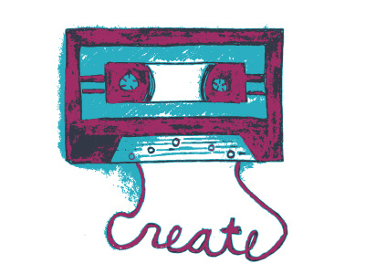 Create blue cassette color create draw grunge illustration illustrator pink retro tape