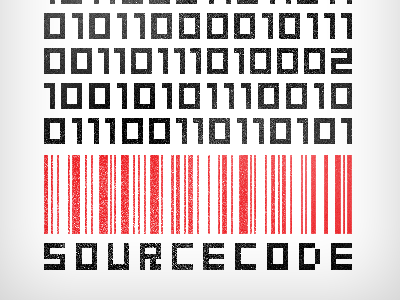 Source Code 01010101 barcode binary red source code