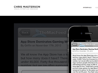 New Portfolio chrismasterson designer interface portfolio themacfeed website