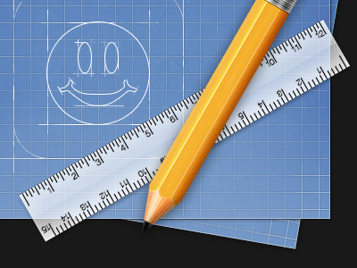 Photoshop blueprint icon pencil photoshop ruler smiley