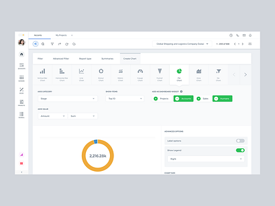 Create chart for ERP system charts clean crm dashboard design erp filter interface interface design ui ux