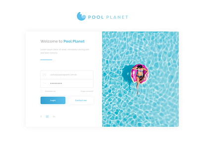 Login — Pool Planet Backoffice blue design graphic design login pool portugal ui uiux ux uxdesign webdesign