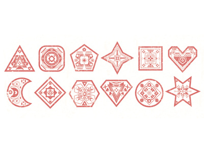 𝕚𝕔𝕠𝕟𝕤 design diamond geometric graphic heart icons illustration interactive pattern red shapes tribal