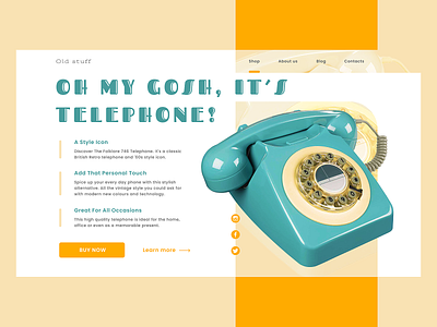 Daily UI #003 - Retro phone landing page bright dailyui dailyui 003 design landingpage orange phone ui uidesign