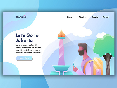 Landing Page : Let's Go to Jakarta colorfull design gradient gradient color header design header illustration illustration landing page ui ux design ui pack ui ux uipractice ux designer ux ui design website