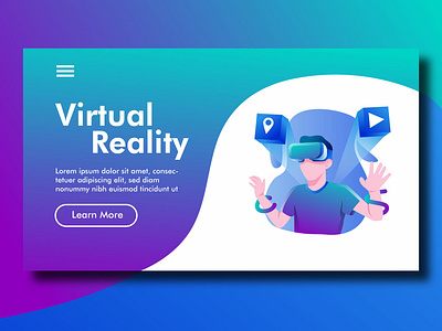 Virtual Reality Landing Page concept design gradient color graphic design illustration ui ux vector web