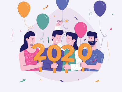 Happy New Year 2020 2020 concept design flat graphic design illustration landing page new year party ui vector wish