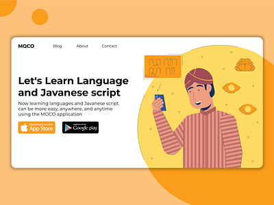 Learn Javanese Language Landing Page app branding concept design flat graphic design icon illustration typography ui ux vector