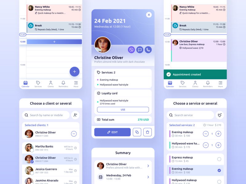 Repito App. Appointment Scheduling & Preview app app design appointment appointment scheduling calendar clean crm crm app gradient inspiration interface mobile ui ux