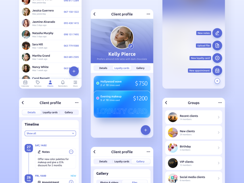 Repito App. Сlient Base app app design business clean client base clients crm crm app discount gradient inspiration interface loyalty card management mobile ui ux