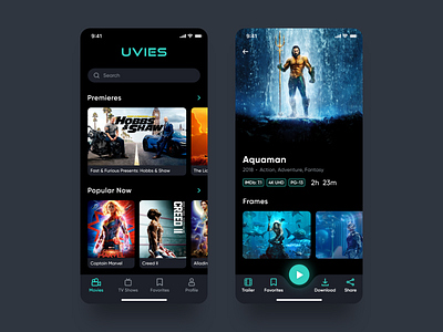 UVIES - Movies and TV Shows App app app design cinema clean inspiration interface ios mobile movie movie app trailer tv show ui ux watch