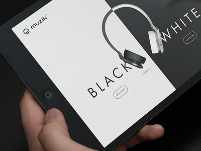 Muzik homepage black design minimal music user experience user interface web web design white