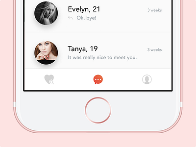 Simple iOS navigation for dating app app dating design dribbble dribbble invitation flat freelance invite ios minimalism ui ux