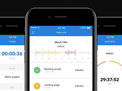 Time tracking iOS app app dashboard design dribbble invitation flat freelance ios minimalism time tracking ui ux