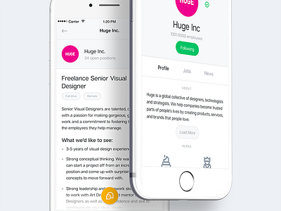 Job spotting iOS app app clean design flat freelance icon ios job ui ux