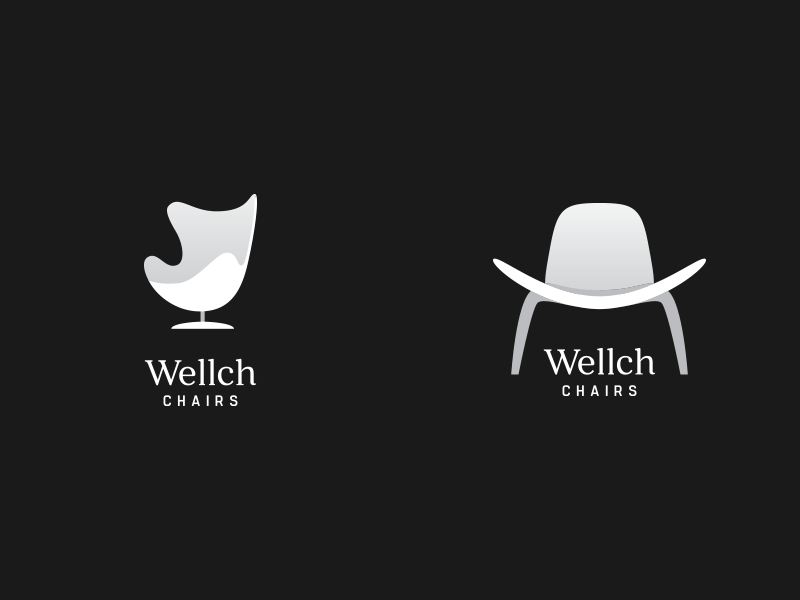 Wellch chairs logo battle black branding chair gif logo negative space