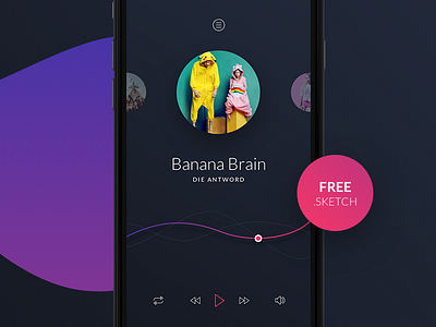Freebie Music Player for Sketch android blue dark free freebie ios music play player psd sketch