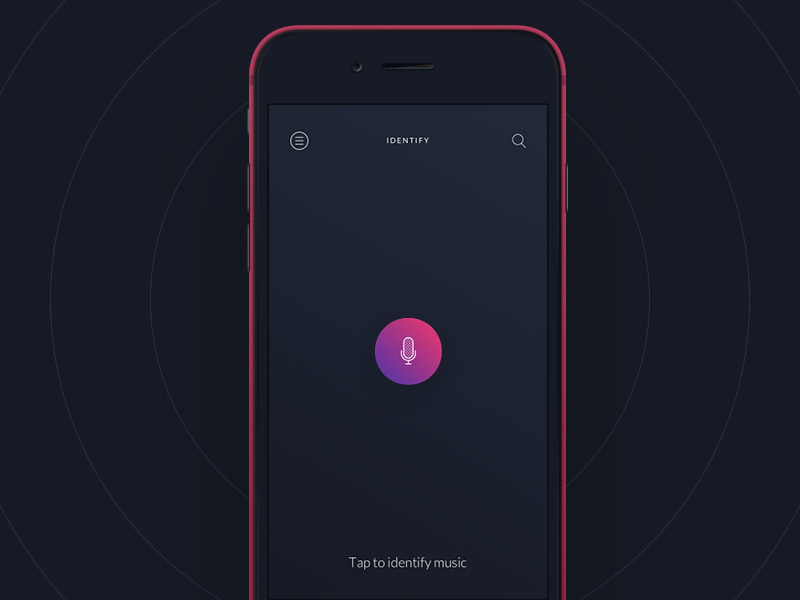 Tap to identify music - Muzika UI Kit for Sketch adobe xd android animation design identify ios music sketch startup ui ui kit ux