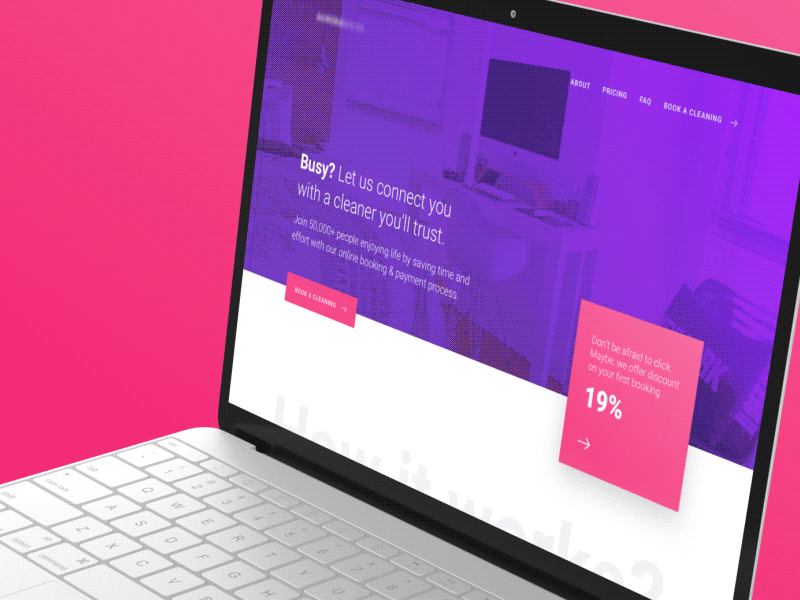 Landing web page for cleaning startup animation app cleaning design flat gif icon landing startup ui ux web