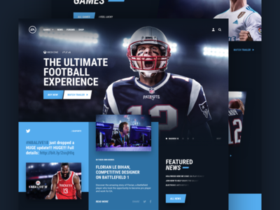 E - Electronic Arts concept dark design ea games gaming home page layout ui ux web web design