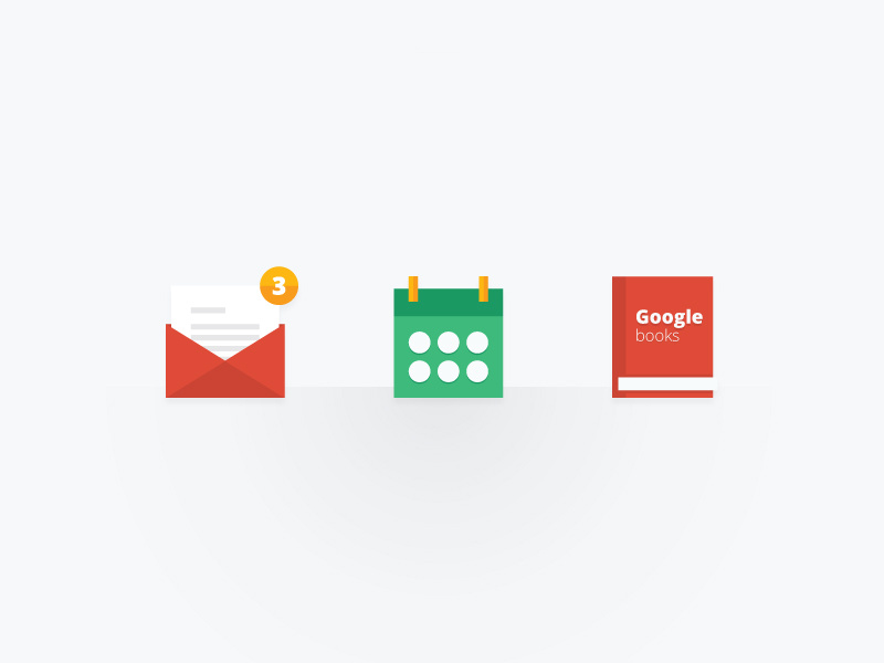 Inspired by Google google minimal icons icon color colorful mail calendar flat colors book