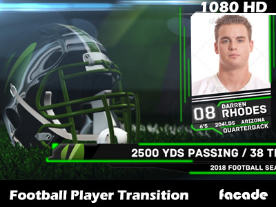 Football Player Headshot Transition after effects design football headshot helmet lower thirds motion graphics sports template transition videohive