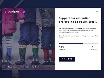 Crowdfunding Campaign - Daily UI Challenge #032 brazil crowdfunding crowdfunding campaign dailyui dailyui032 design education projects ui ui ux uxdesign web webdesign