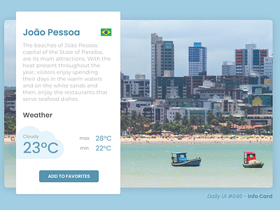 Info Card - Daily UI #045 beach brazil dailyui info card joaopessoa ui ui ux uxdesign website