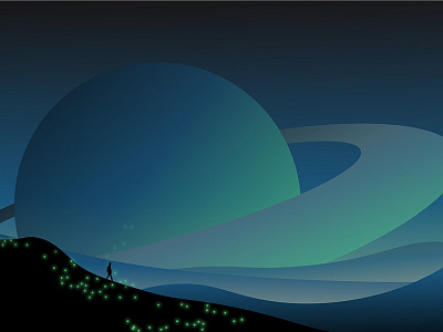 giant planet in dream graphic design illustration