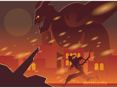 Flat Action Scene Illustration