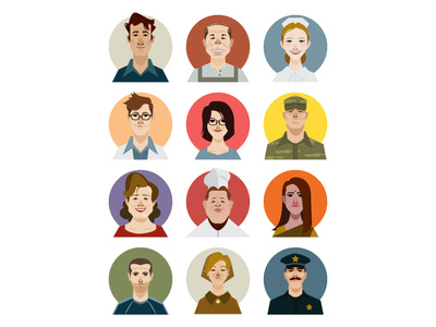 Flat Cartoon People Close Up Design animation cartoon cartoon character character color design flat flat design illustration mascot mascot character mascot design minimal vector