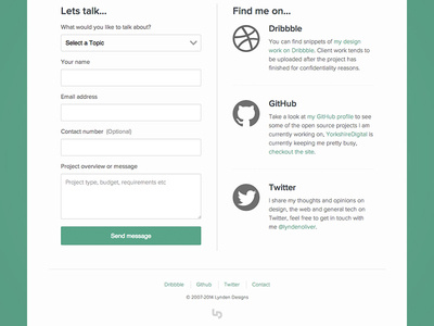 New Portfolio Site - Contact Page
