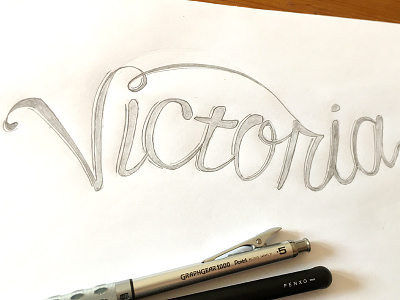 Lettering - Victoria custom type drawing hand lettering lettering pencil sketch stationery type typography wedding wip