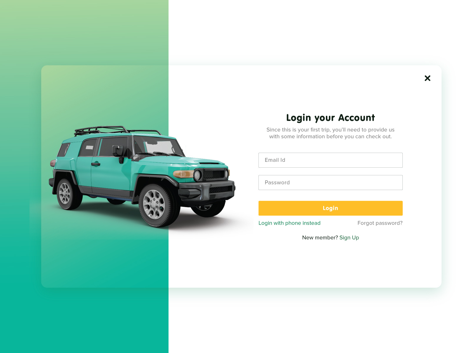 Car Rental Login by Megha Maitra on Dribbble