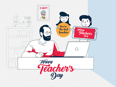 Social Media Post - Teachers Day design illustration social media post teacher and students teachers day vector virtual teachers day